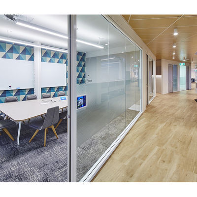 Centre de conférences de bureau mur de cloison en verre unique vitré pour cadre en aluminium