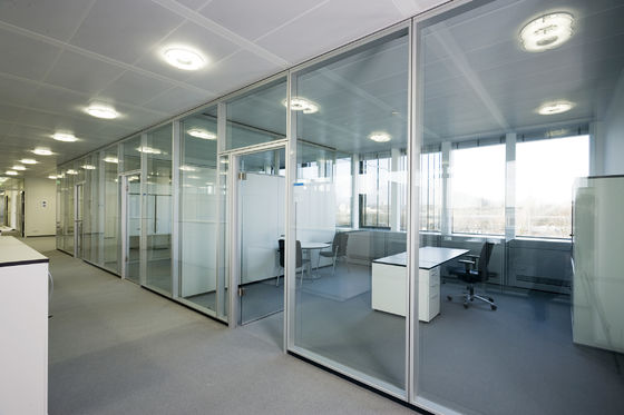 Muro de séparation en verre de bureau insonorisé cadre en aluminium avec panorama