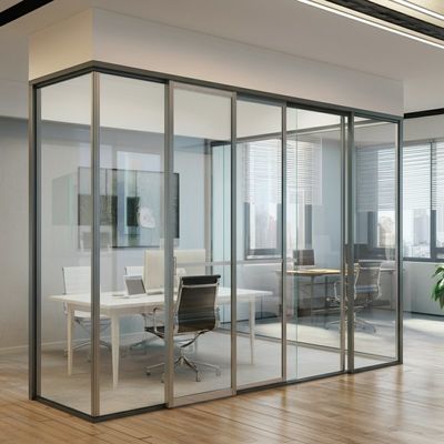 Diviseurs cadre en aluminium coulissant double vitrage mur de séparation de bureau en verre