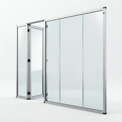 Parement en verre de bureau double pliable sans cadre pour le centre de conférence