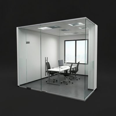 Installation de cloisons en verre de bureau isolées en double verre sur mesure sans cadre